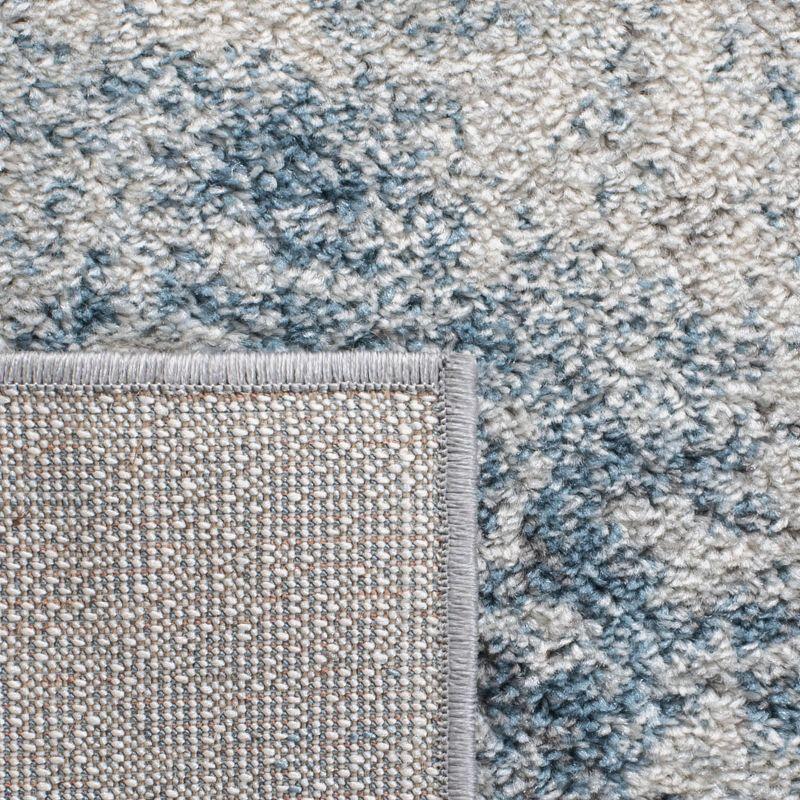 Boho-Chic Blue Square Easy-Care Synthetic Area Rug