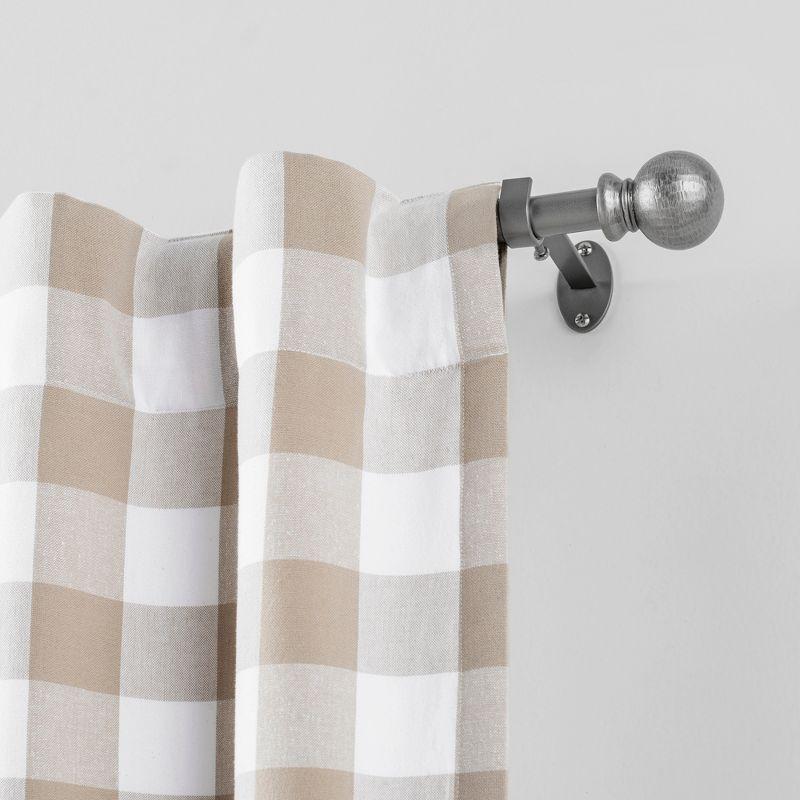 Rustic Pewter Adjustable Curtain Rod with Hammered Ball Finials