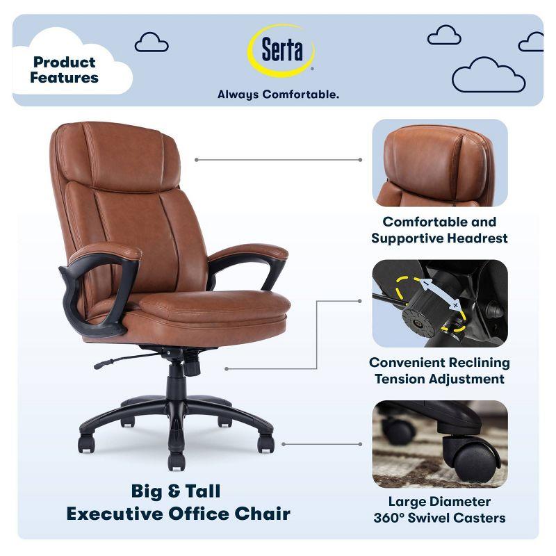 Serta Fairbanks Big and Tall High Back Executive Office and Gaming Chair with Layered Body Pillows