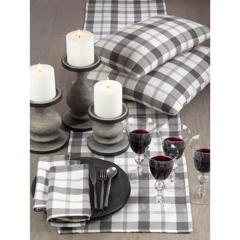 Gray and White Cotton Buffalo Plaid Table Runner