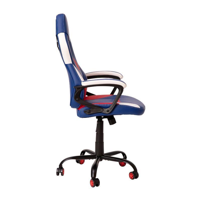 Flash Furniture Ergonomic PC Office Computer Chair - Adjustable Red & Blue Designer Gaming Chair - 360° Swivel - Red Dual Wheel Casters