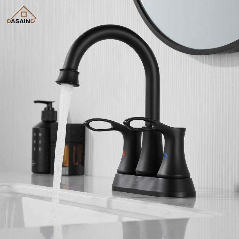 Matte Black Stainless Steel 4-Inch Centerset Bathroom Faucet with Drain Kit