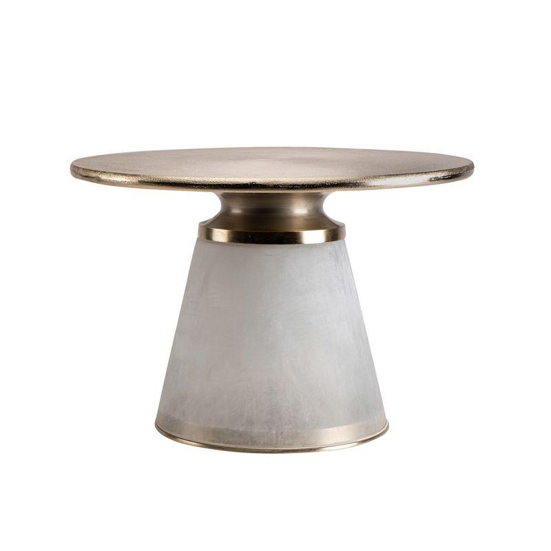 Sagebrook Home 17" Glass and Metal Round Nebular Coffee Table with Metal Top Clear/Frost: Contemporary Pedestal Design