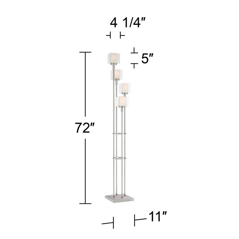 Sleek Brushed Nickel 72" Tree Floor Lamp with USB Charging Port