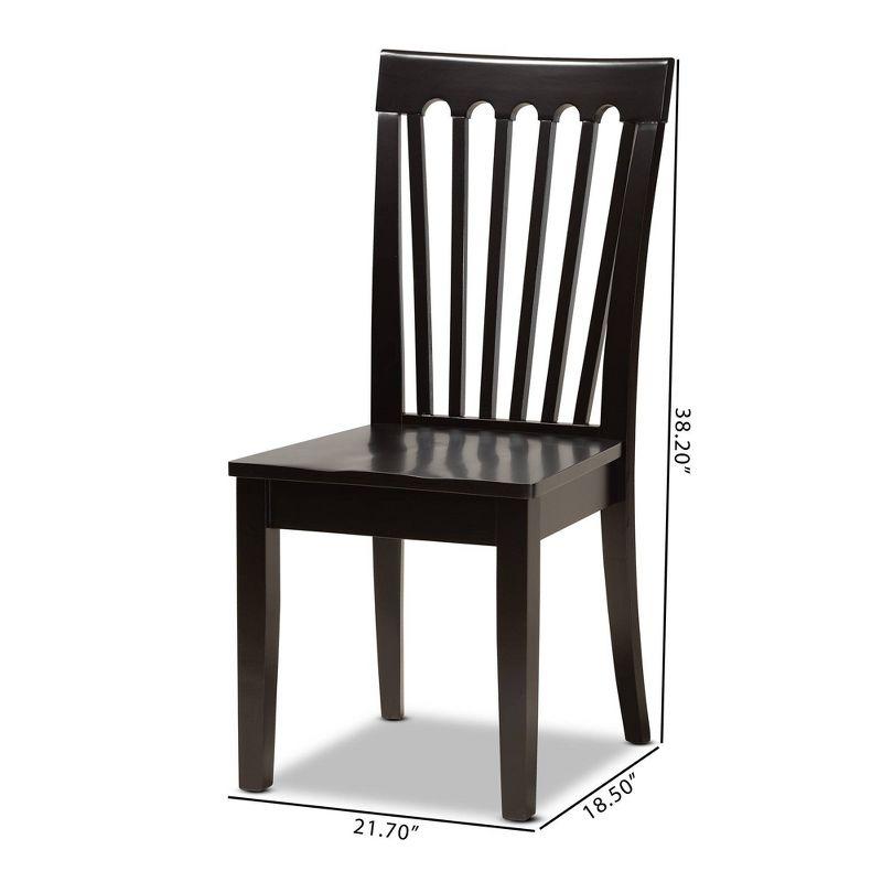 2pc MinetteWood Dining Chair Set Dark Brown - Baxton Studio: Elegant Scoop Seat, Polyester Upholstery