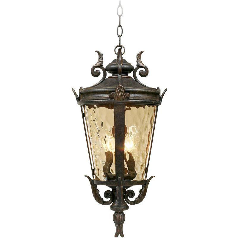 Bronze Finish Outdoor Pendant Light with Champagne Glass