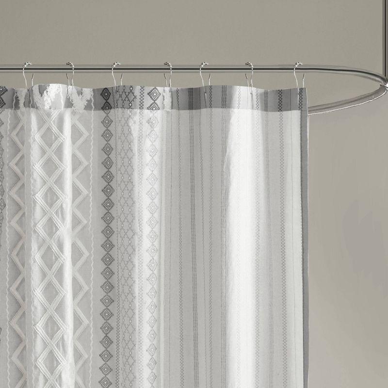 INK+IVY Imani 100% Cotton Printed Shower Curtain with Chenille