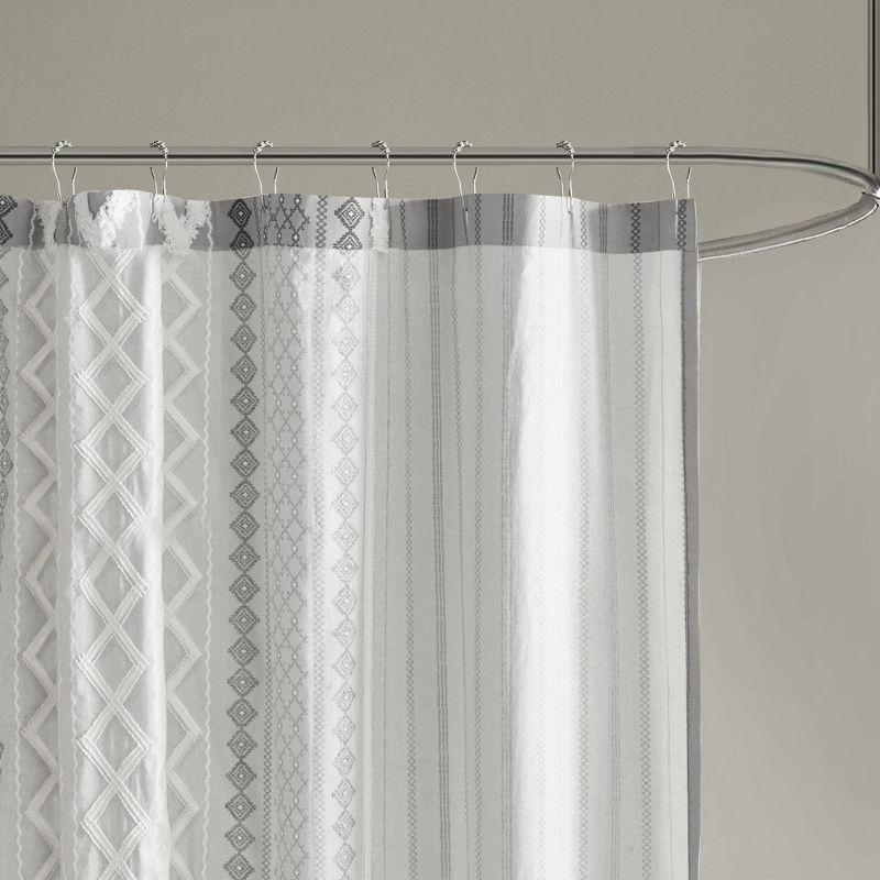 72"x72" Imani Chenille Striped Cotton Printed Shower Curtain