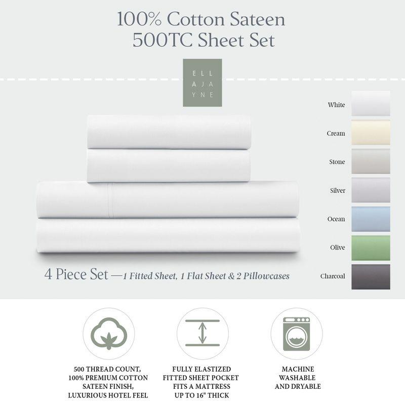 Ella Jayne Home 500 Thread 100% Cotton Sateen Sheet Set