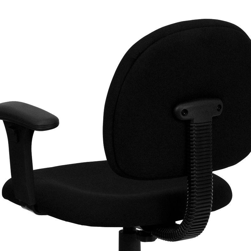 Flash Furniture Wayne Mid-Back Black Fabric Swivel Task Office Chair with Adjustable Arms