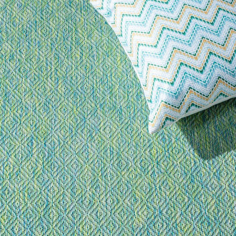 Green and Blue Square Indoor/Outdoor Area Rug