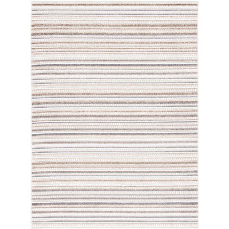 Ivory and Grey Geometric Reversible Synthetic Area Rug - 4'5" x 6'5"