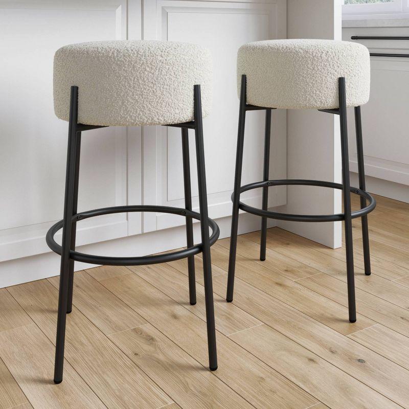 Upholstered Counter Stool with Metal Frame