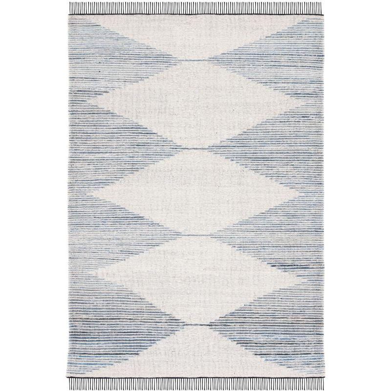 Kilim With Fringes KLM309 Flat Weave Area Rug - Blue/Ivory - 8'x10' - Safavieh