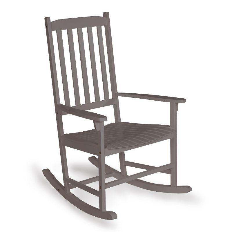 Gray Acacia Wood Windsor Slat-Back Rocking Chair