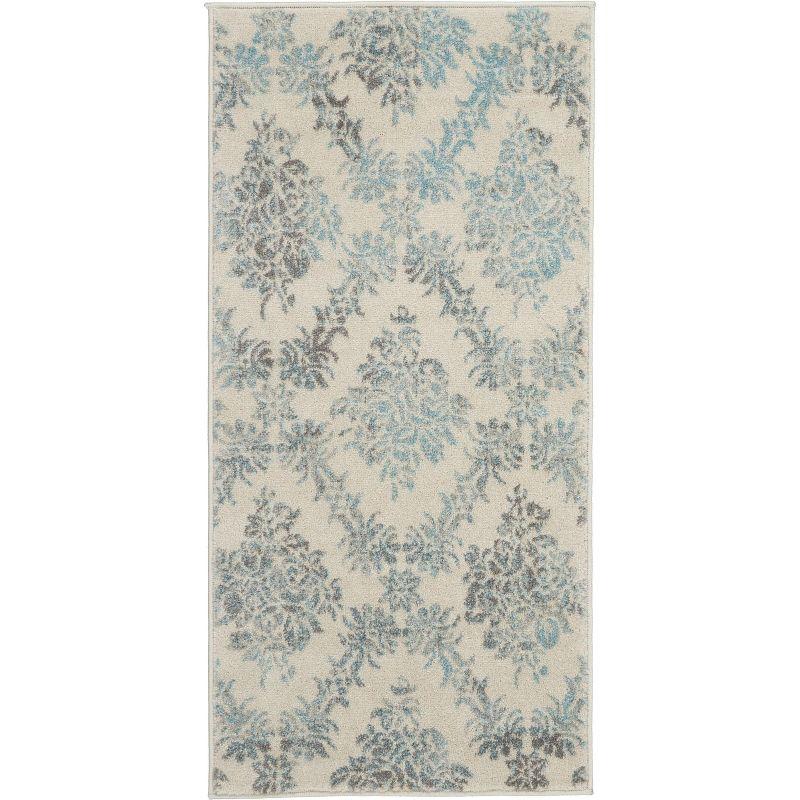 Tranquil TRA09 Grey/Pink Area Rug Vintage Floral Damask By Nourison