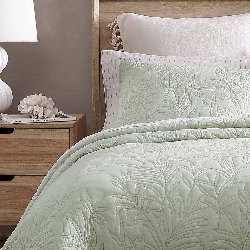 Tommy Bahama Solid Costa Sera Stitch Green Cotton Quilt