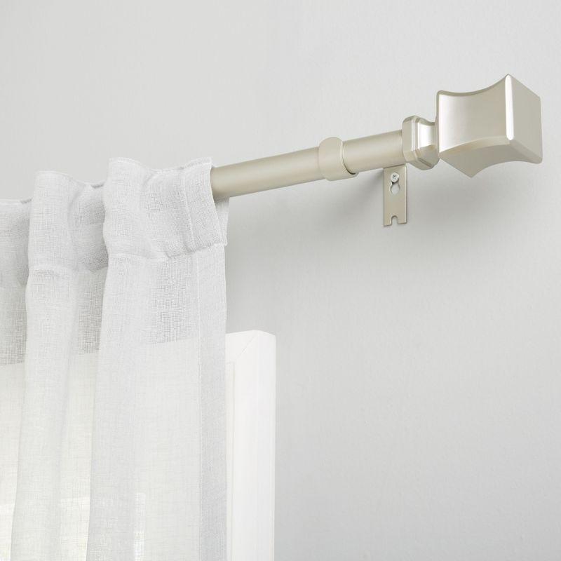 Adjustable Matte Nickel Iron Curtain Rod with Resin Finials