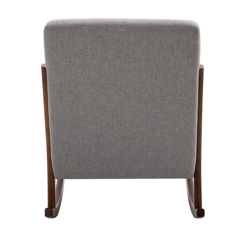 HOMCOM Upholstered Rocking Armchair with Wood Base and Linen Fabric Padded Seat for Living Room