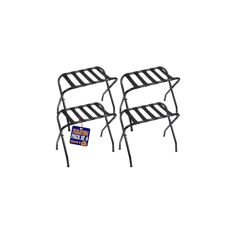 LifeMaster Metal Foldable Luggage Racks for Bedroom - Black - Pack of 4