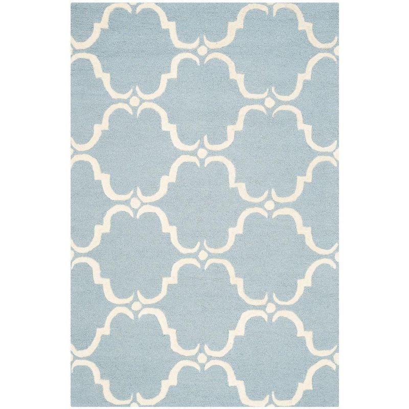 Hand-Tufted Round Wool Rug in Light Blue/Ivory, 3' x 5'