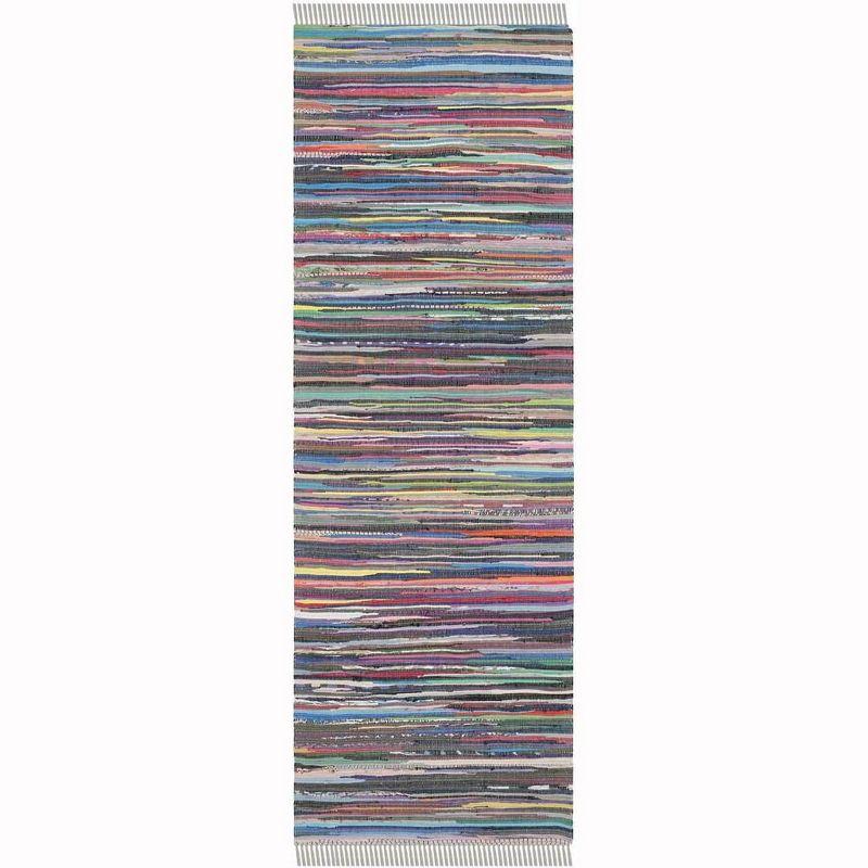 Rag Rug RAR121 Hand Woven Indoor Runner Rug - 2'3"x6' - Grey/Multi - Safavieh