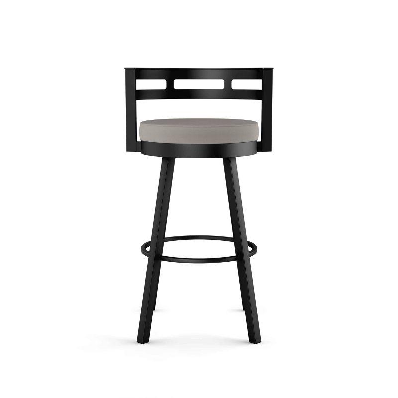 Amisco Render Upholstered Counter Height Barstool Taupe/Black: Faux Leather, Steel Frame, 26" Seat