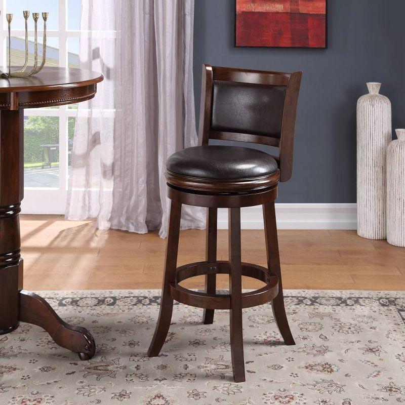 Augusta 42.75" Brown Swivel Bar Stool with Faux Leather Seat