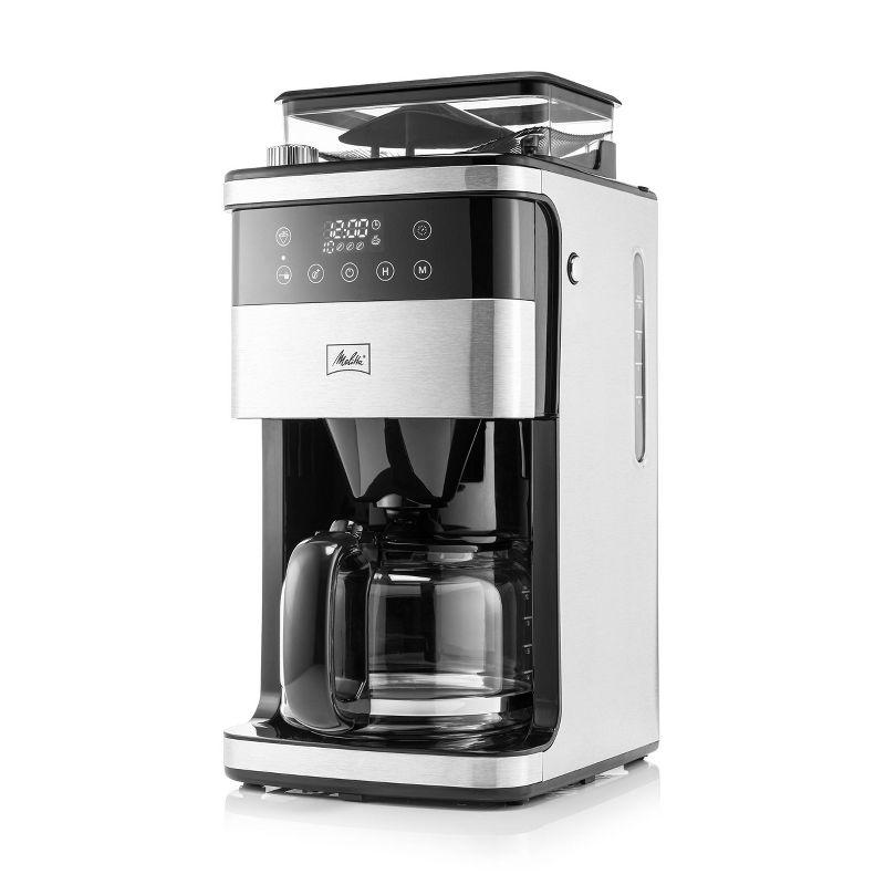 Melitta Aroma Fresh Plus 10c Drip Coffeemaker with Coffee Grinder: Stainless Steel, Digital Display, Automatic Shut-Off