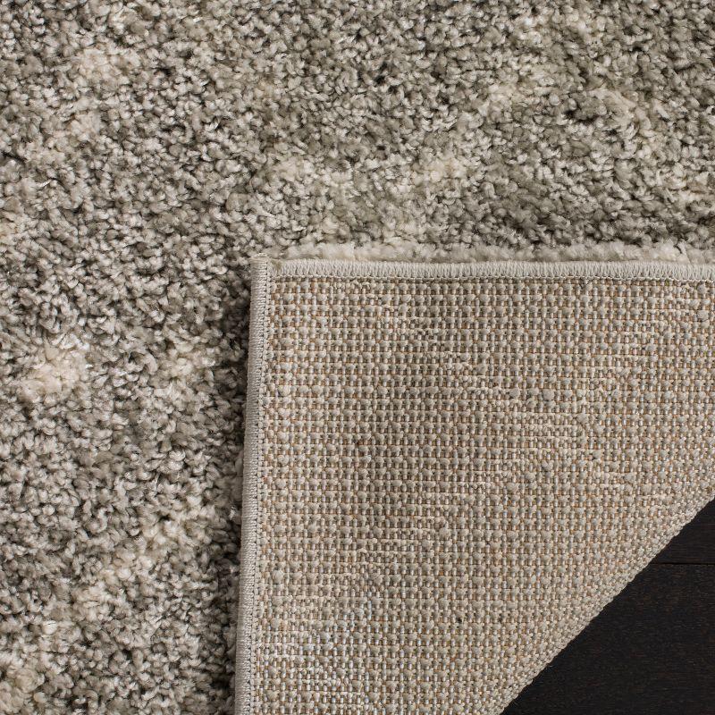 Gray Hand-Knotted Square Shag Synthetic Area Rug