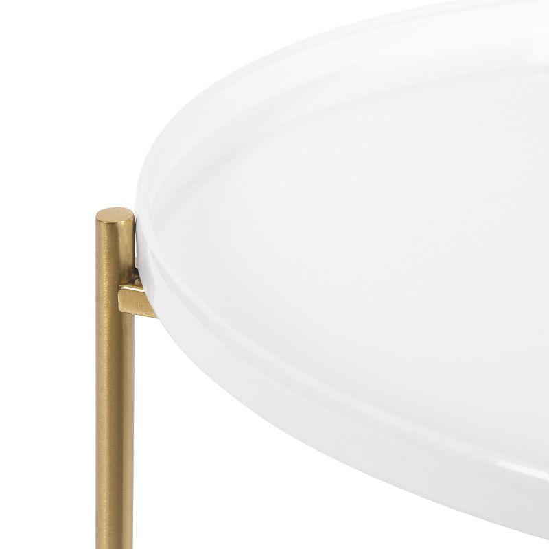 Kate and Laurel Ulani Round Metal Nesting Table, 2 Piece, White and Gold