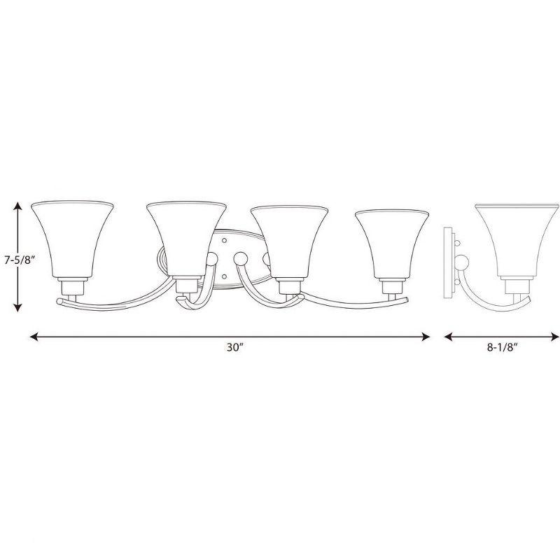 Progress Lighting Joy Collection 4-Light Bath Fixture, Brushed Nickel, White Etched Glass Shades