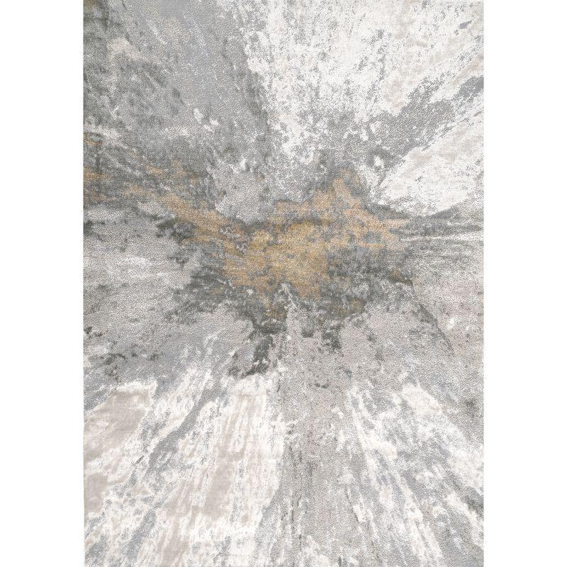 Eco-Friendly Silver Abstract Synthetic 40" Area Rug