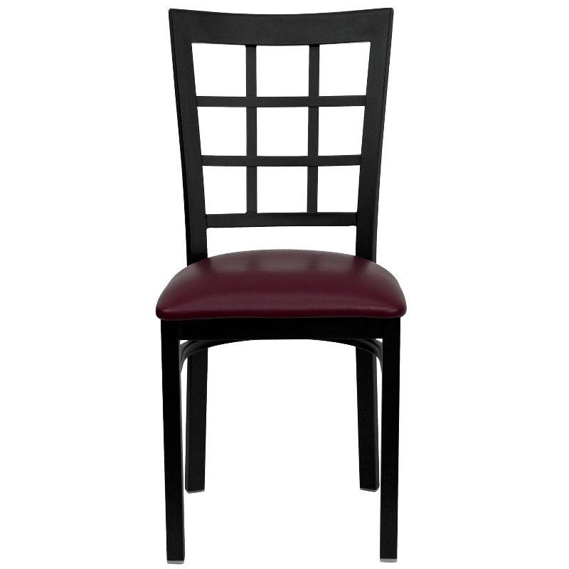 Hercules Series Black Window Back Chair with Burgundy Vinyl Seat