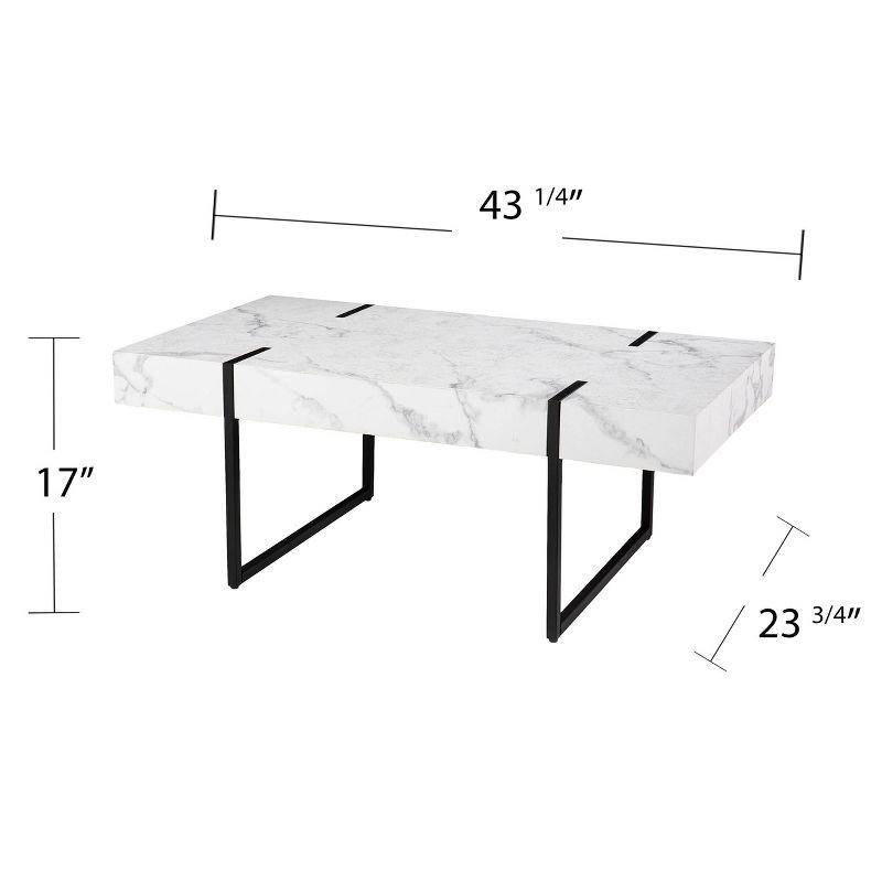 Wennan Modern Faux Marble Cocktail Table Black/White - Aiden Lane: Chic, Rectangular, Loop Leg Design