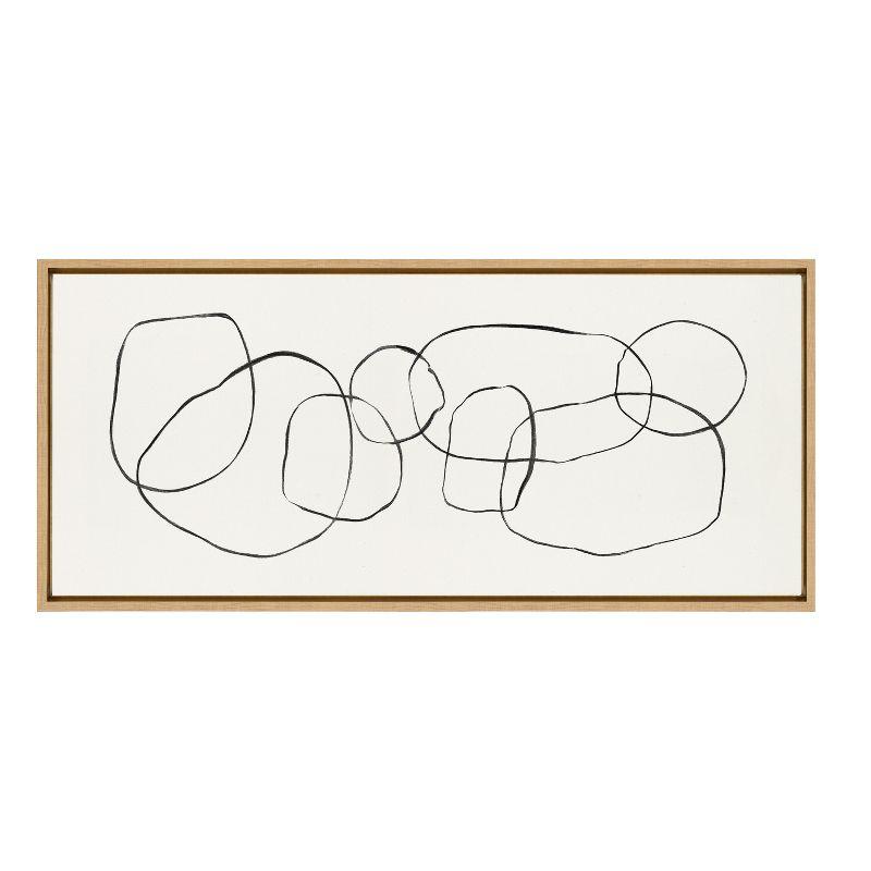 Kate and Laurel Sylvie Dancing Circles Framed Canvas by Teju Reval of SnazzyHues, 18x40, Natural