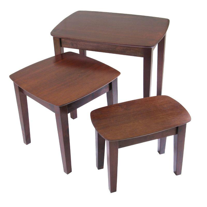 3pc Bradley Nesting Table Set - Antique Walnut - Winsome: Wood Frame, Living Room Accent Tables