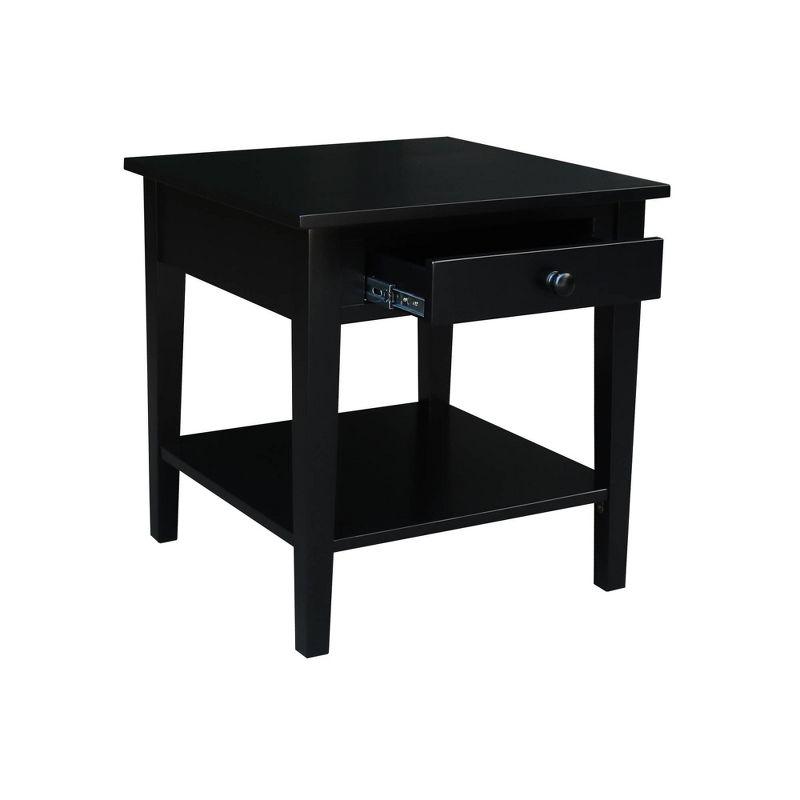 Black Solid Wood Square End Table with Storage, 24x24