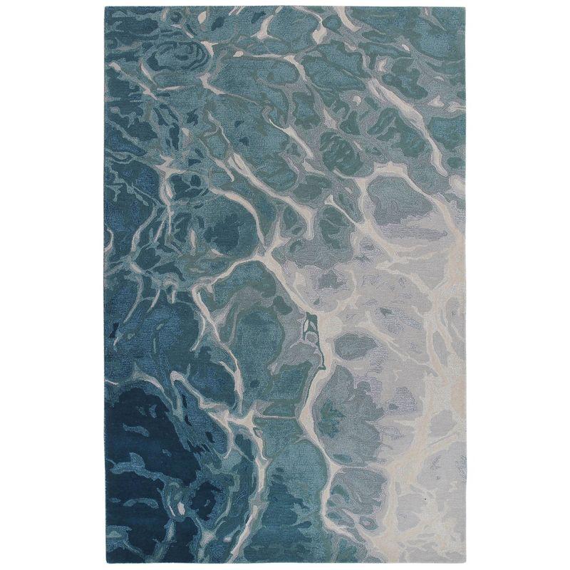 Hand-Tufted Water Blue Wool 5' x 7' Area Rug