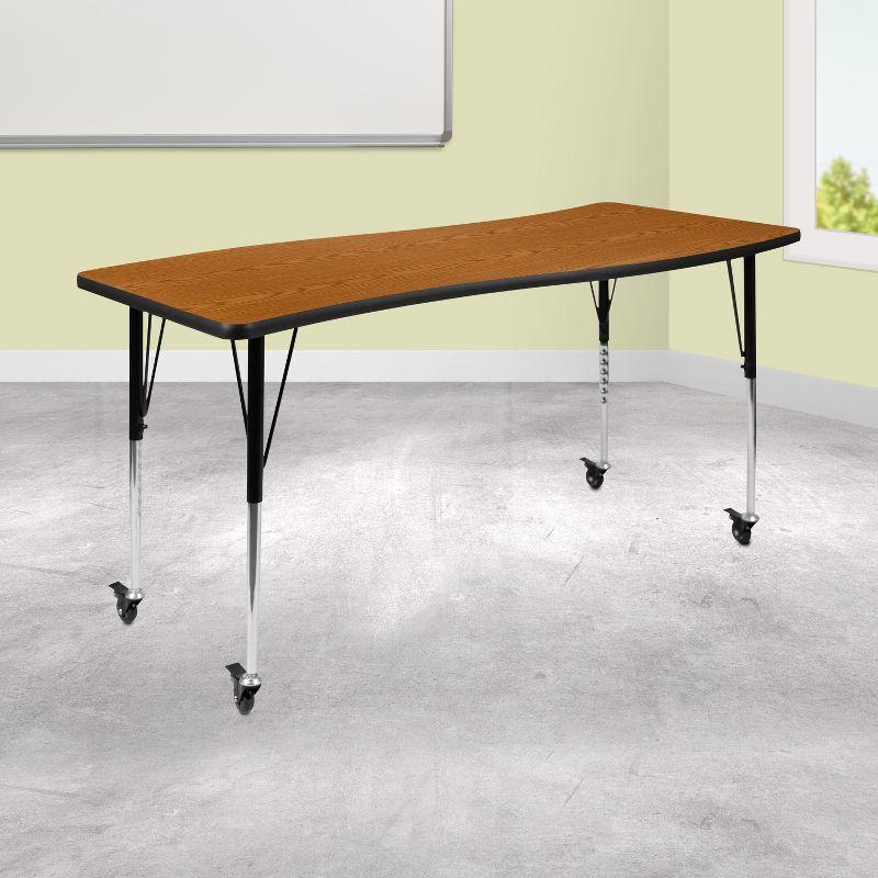 Flash Furniture Goddard 28"W x 47.5"L Rectangular Wave Collaborative Grey Adjustable Height Activity Table