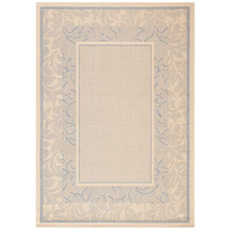 Courtyard CY1704 Power Loomed Indoor and Outdoor Area Rug - Natural/Blue - 4'x5'7" - Safavieh