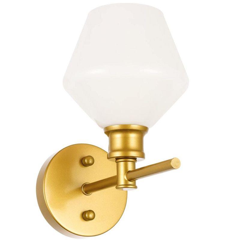 Elegant Lighting Gene 1 light Brass and Frosted white glass Wall sconce