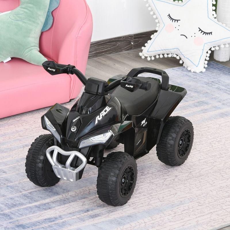 Aosom NO Power Ride on Push Car for Kids 4 Wheels Foot-to-Floor Sliding Walking ATV Toy with Music and Light for 18-36 Months, Black