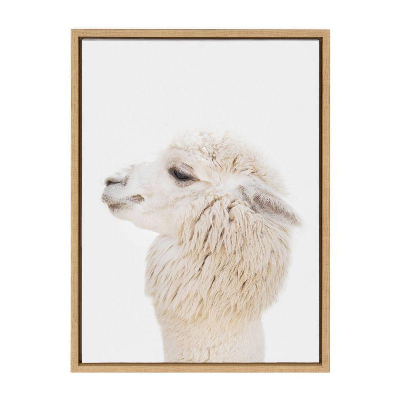 18" x 24" Sylvie Animal Studio Alpaca Profile Frame Canvas by Amy Peterson - Kate & Laurel All Things Decor