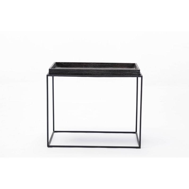 Dark Gray Oak and Metal Rectangular End Table