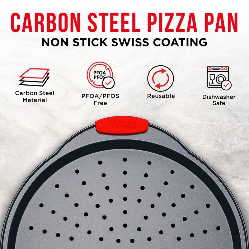 Non-Stick Carbon Steel Perforated Pizza Tray with Handles