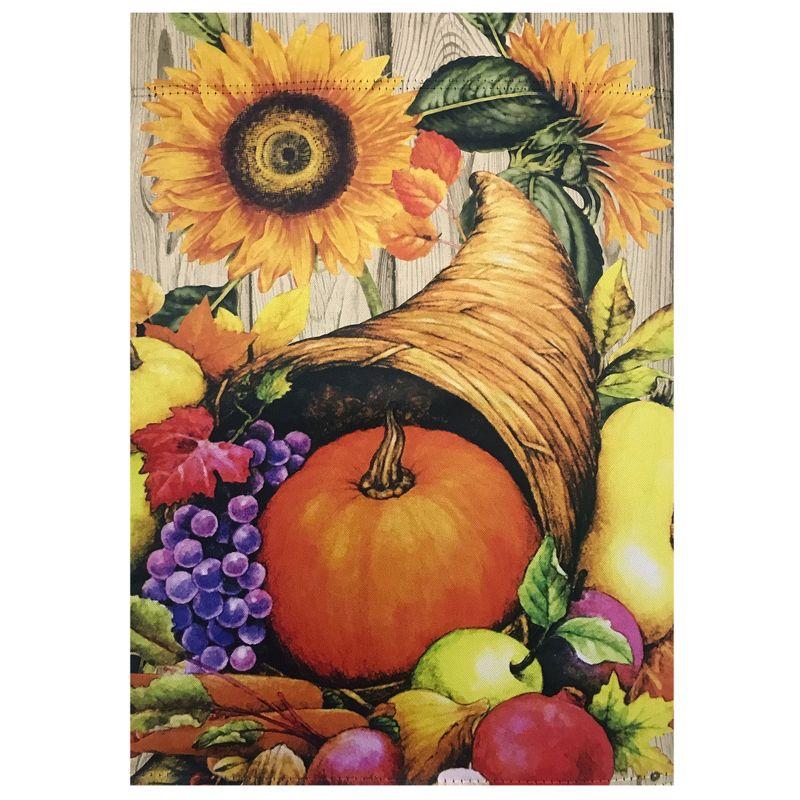 Autumn Harvest Cornucopia and Flowers Garden Flag