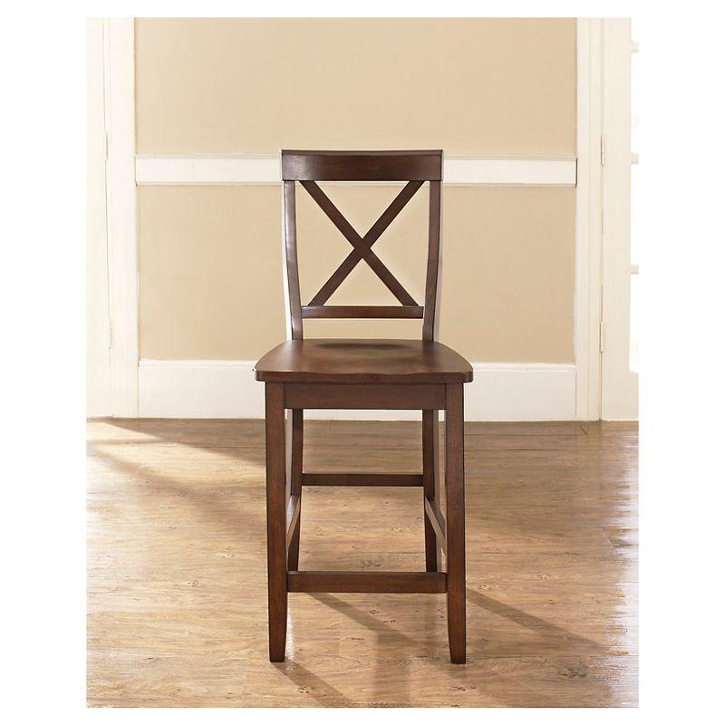 Crosley 24" 2pc X-Back Counter Height Barstools Mahogany: Hardwood Frame, Spot Clean, Traditional Style