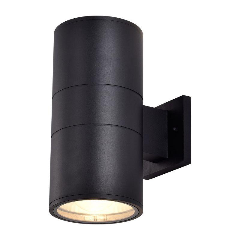 Matte Black Aluminum Cylinder Outdoor Wall Sconce