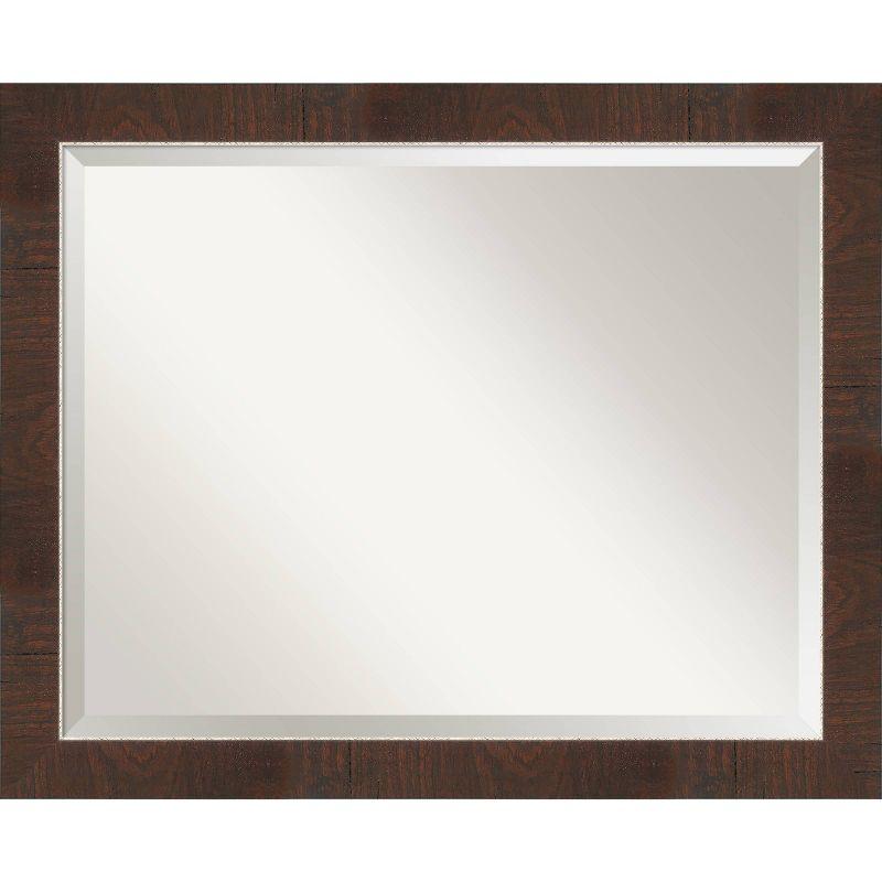 Amanti Art 32" x 26" Wildwood Framed Bathroom Vanity Wall Mirror Brown: Modern Rectangle, Beveled, Wall Mount, Polystyrene Frame